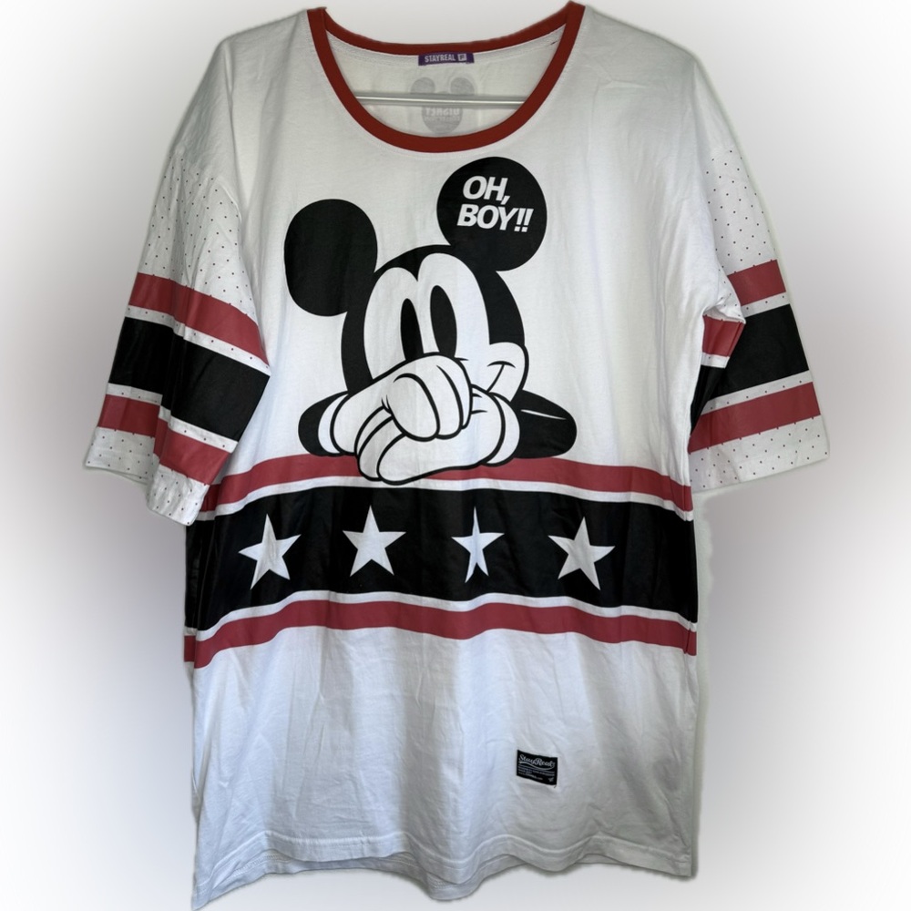 STAYREAL X Disney Mickey Mouse "Oh, Boy!" Jersey T-Shirt Size Large